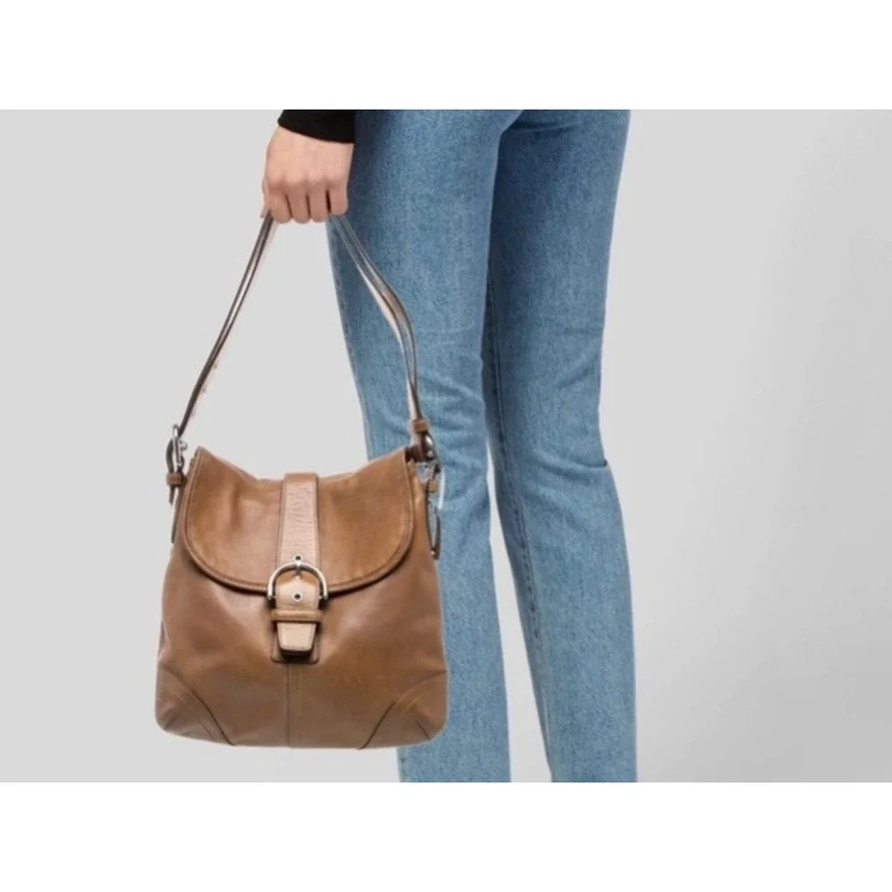 Coach Vintage Y2K Soho Glovetanned Flap Buckle Shoulder Bag Tan 9480 2003 - Picture 2 of 14
